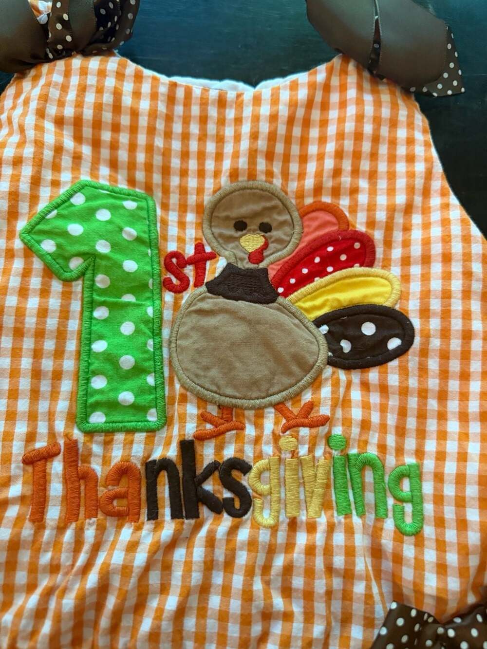 Lil Cactus Girls 1st Thanksgiving Turkey Applique Dress (6-12M) - Picture 5 of 7